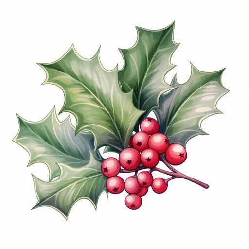 Holly Clipart in Pastel Colors Art Style: 4K Vector & SVG