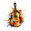 Guitar Clipart in Oil Painting Style: 4K & SVG