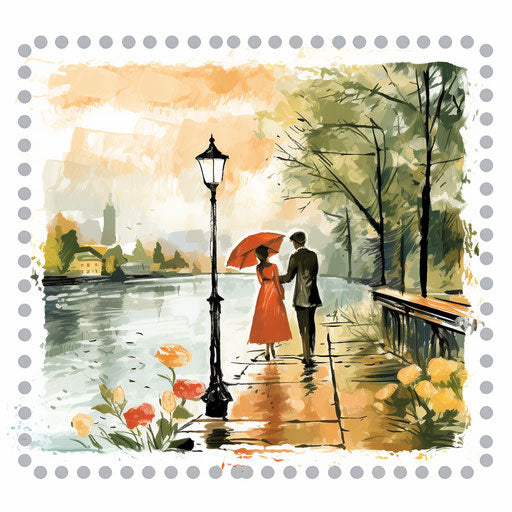 4K Stamp Clipart in Impressionistic Art Style: Vector & SVG