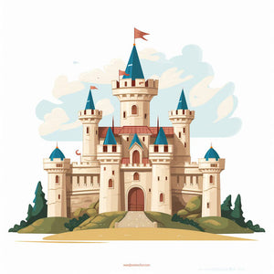 Castle Clipart in Minimalist Art Style: 4K Vector Clipart