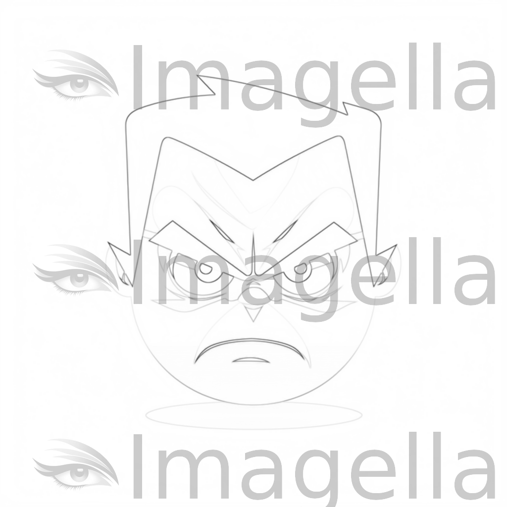 Angry Face Clipart in Minimalist Art Style: 4K & Vector