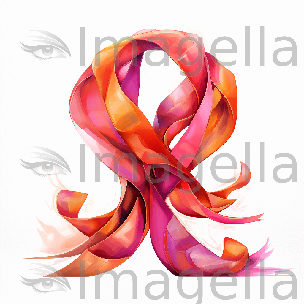 Cancer Ribbon Clipart in Oil Painting Style: 4K & Vector