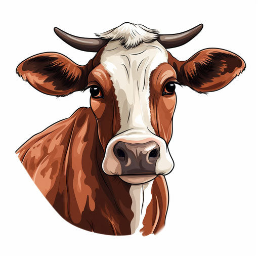 Cow Cartoon Png Clipart in Chiaroscuro Art Style: Vector & 4K