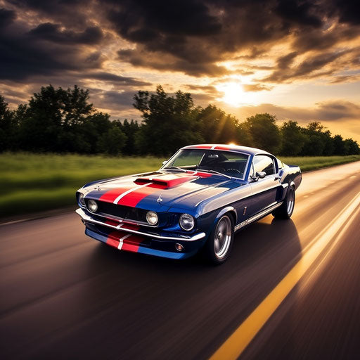 Ford Mustang Gt Shelby Classic: Vintage Poster Style