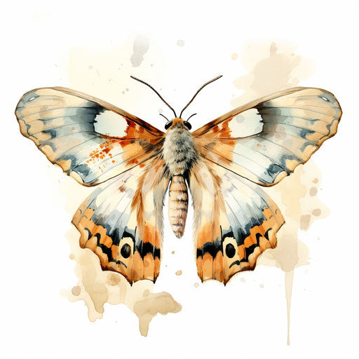 Moth Clipart in Impressionistic Art Style: 4K & Vector