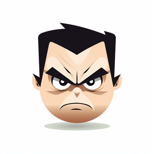 Angry Face Clipart in Minimalist Art Style: 4K & Vector
