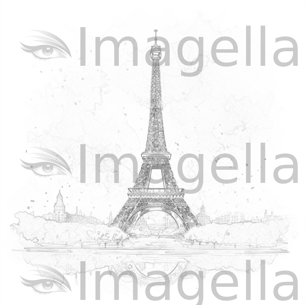 4K Eiffel Tower Clipart in Impressionistic Art Style: Vector & SVG