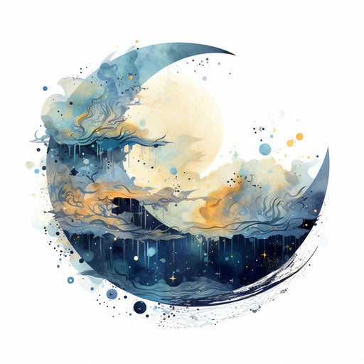 Impressionistic Art Styled Moon Graphics: Vector, 4K