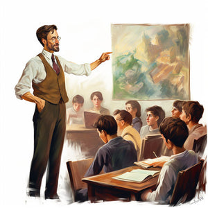 Teacher Teaching Clipart in Oil Painting Style: Vector & 4K