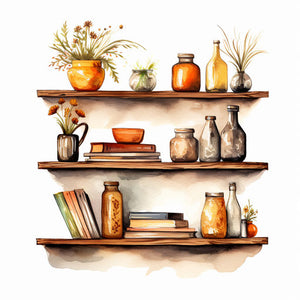 Shelf Clipart in Impressionistic Art Style: Vector & 4K