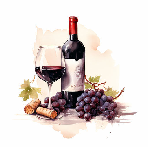 Wine Clipart in Chiaroscuro Art Style: 4K & Vector