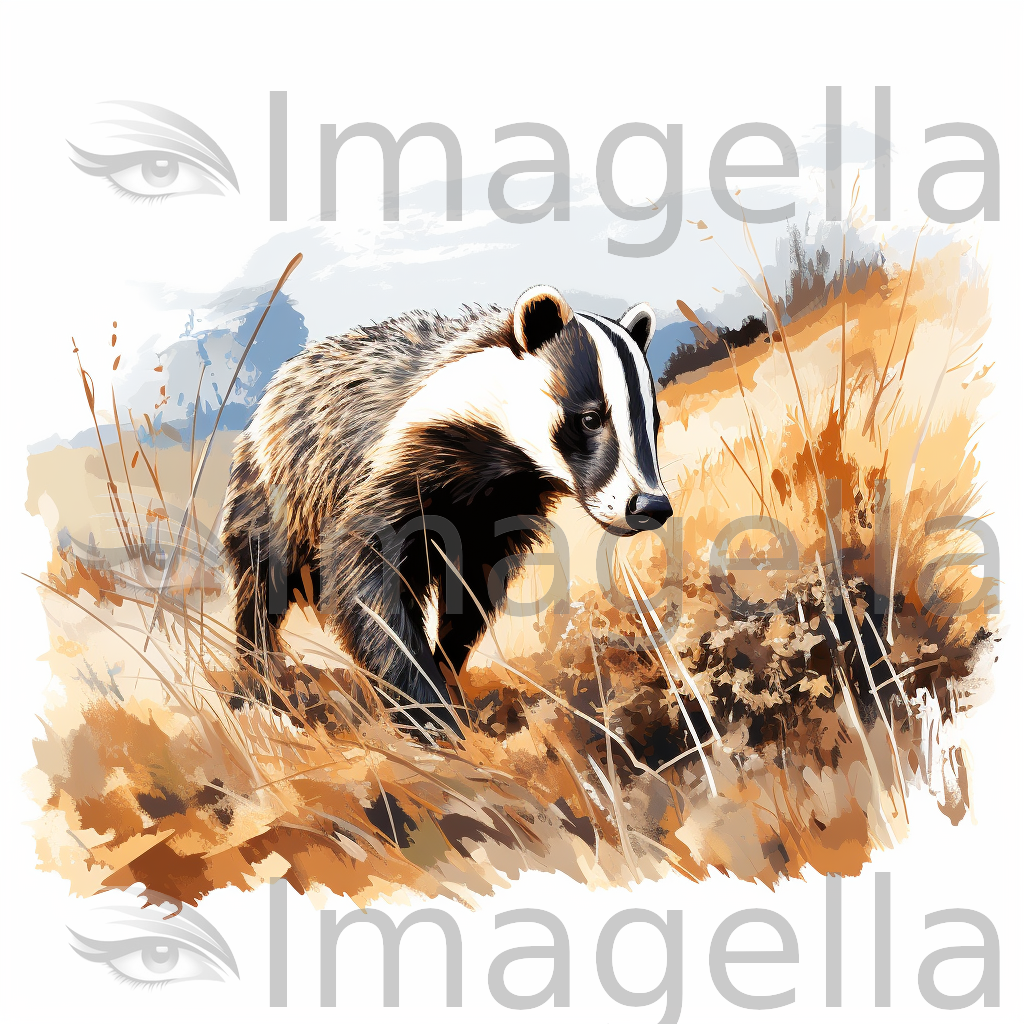 Badger Clipart in Impressionistic Art Style: 4K Vector Clipart