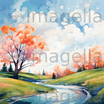 April Clipart in Oil Painting Style: 4K Vector Clipart