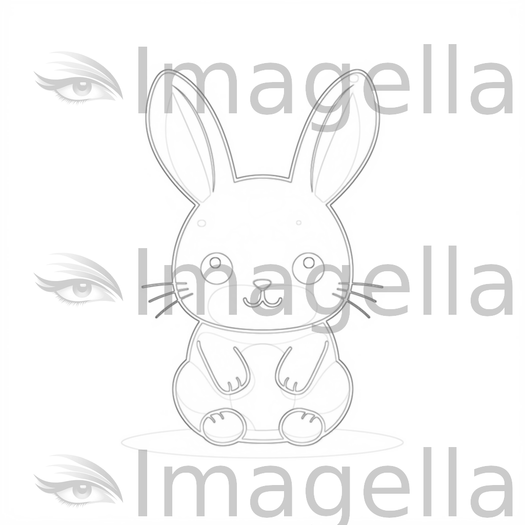 Cute Bunny Clipart in Minimalist Art Style: 4K & Vector