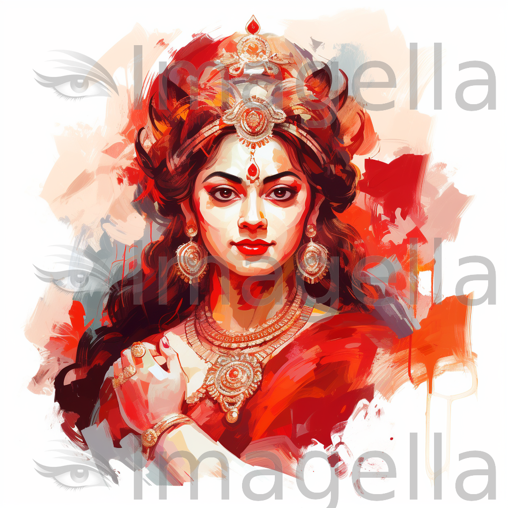 4K Vector Durga Clipart in Oil Painting Style