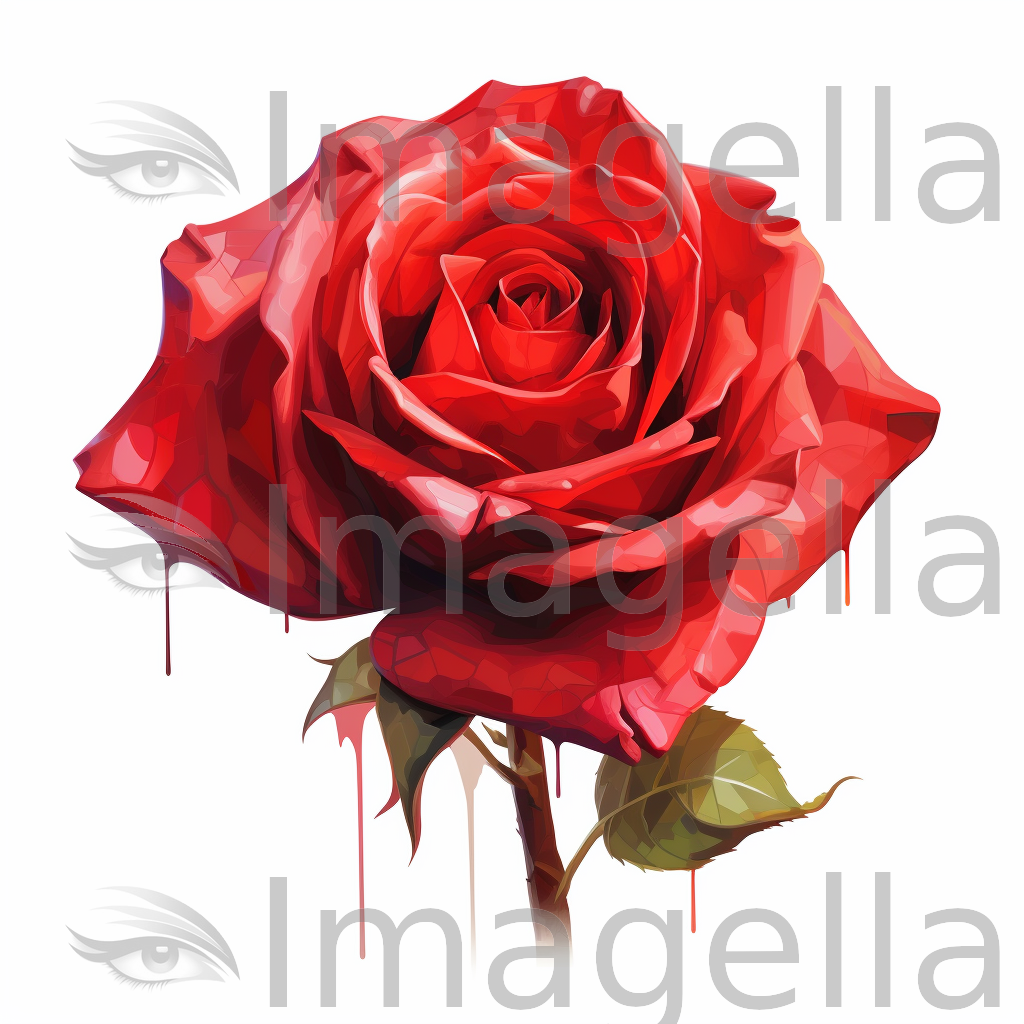 4K Red Rose Clipart in Oil Painting Style: Vector & SVG