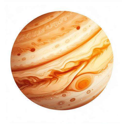 4K Vector Jupiter Clipart in Minimalist Art Style