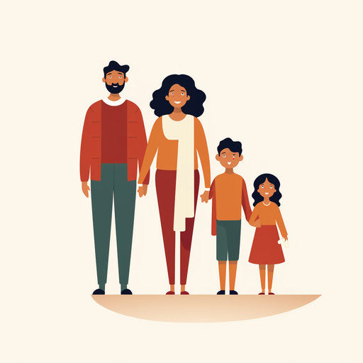 My Family Clipart in Minimalist Art Style: Vector & 4K