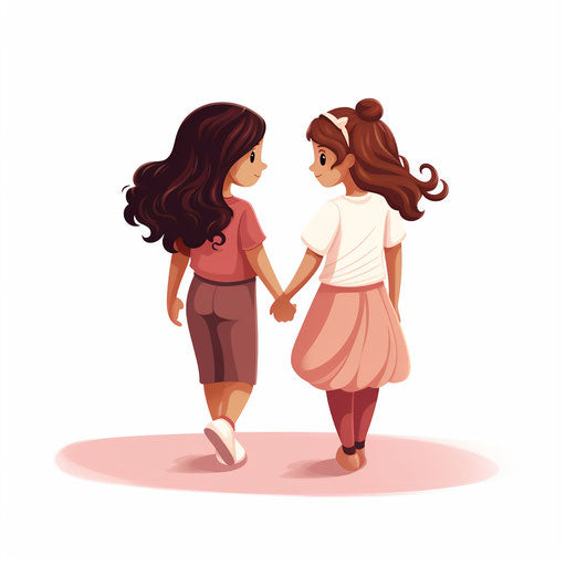 Best Friends Clipart in Minimalist Art Style: Vector & 4K