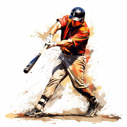 Baseball Player Clipart in Oil Painting Style: 4K Vector & SVG