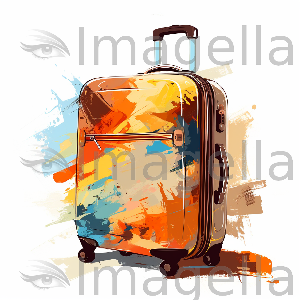 4K Vector Luggage Clipart in Oil Painting Style