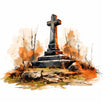 4K Vector Gravestone Clipart in Oil Painting Style