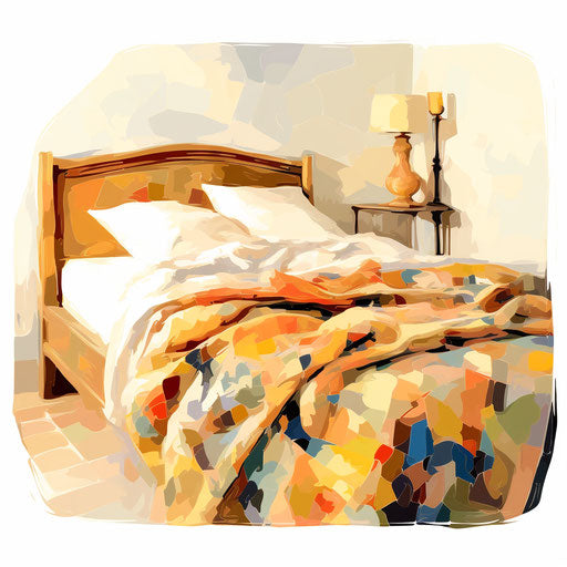 Ultra HD Bed Clipart in Impressionistic Art Style Style