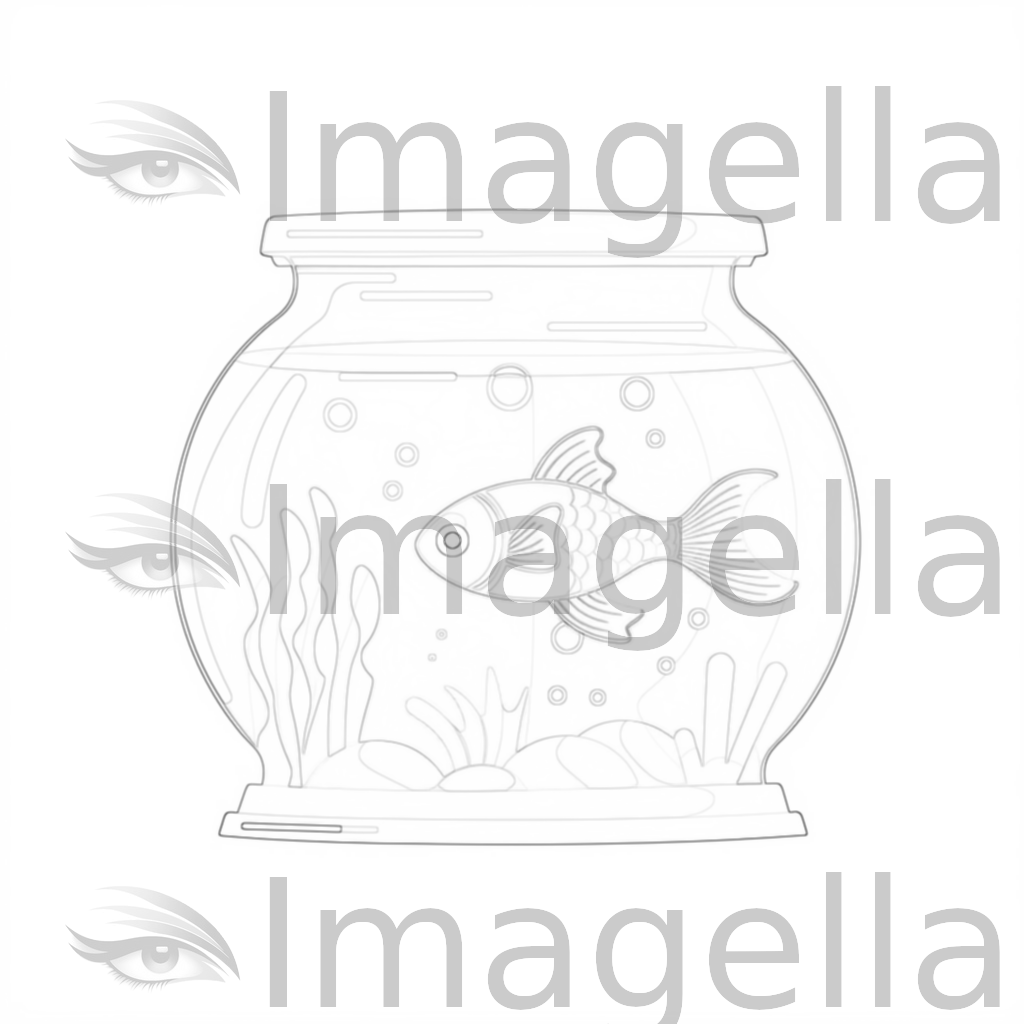 Fish Tank Clipart in Minimalist Art Style: 4K Vector Clipart