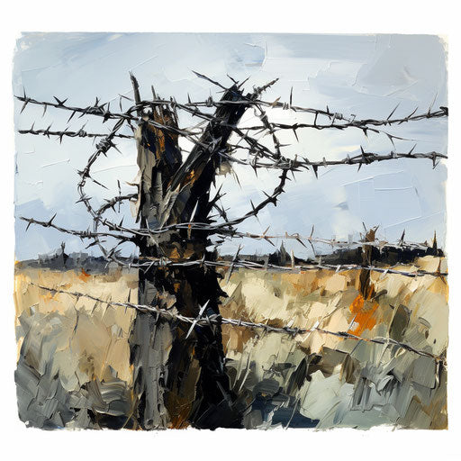 Barbed Wire Clipart in Oil Painting Style: 4K Vector & SVG