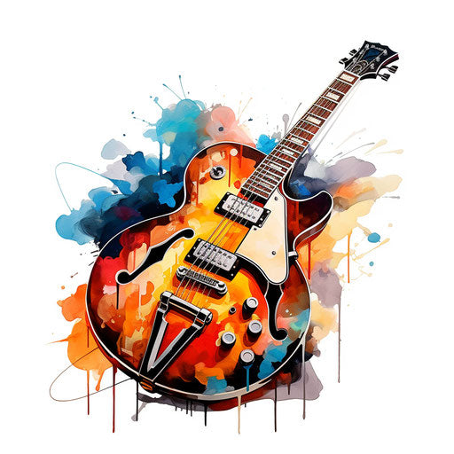 4K Vector Electric Guitar Clipart in Oil Painting Style