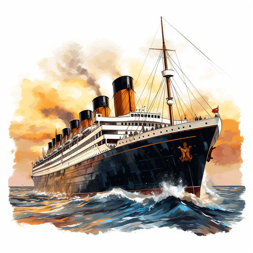 Titanic Clipart in Oil Painting Style: 4K & SVG