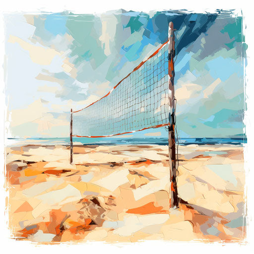 Volleyball Net Clipart in Oil Painting Style: Vector & 4K