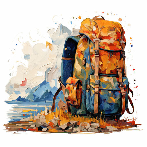 Top-Quality Backpack Clipart: Oil Painting Style, Vector, 4K
