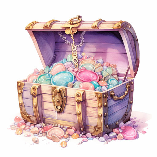 Treasure Chest Clipart in Pastel Colors Art Style: 4K & Vector