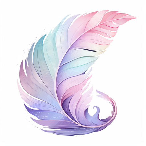 Feather Clipart in Pastel Colors Art Style: 4K Vector Clipart