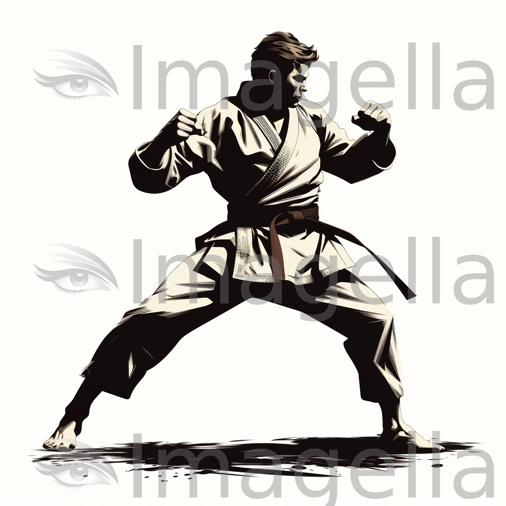 Karate Clipart in Chiaroscuro Art Style: 4K Vector Clipart