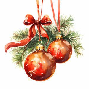 Christmas Decorations Clipart in Oil Painting Style: Vector & 4K