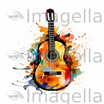 Guitar Clipart in Oil Painting Style: 4K & SVG