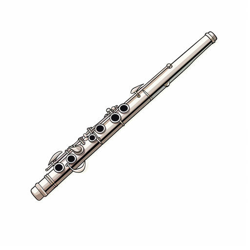 Flute Clipart in Minimalist Art Style: Vector ARt, 4K, EPS, PNG