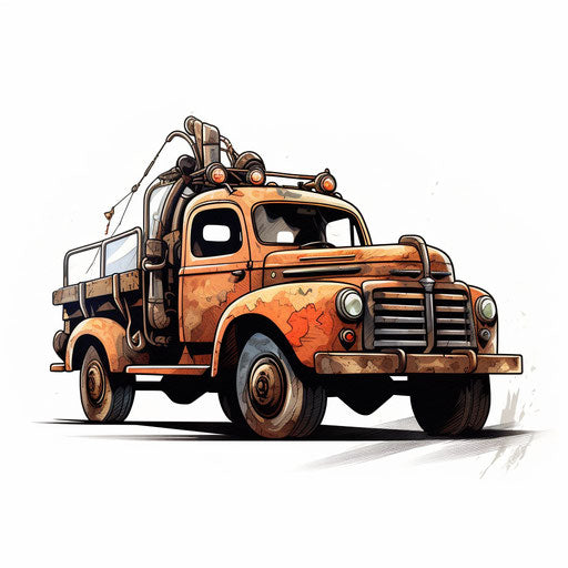 4K Tow Truck Clipart in Chiaroscuro Art Style: Vector & SVG