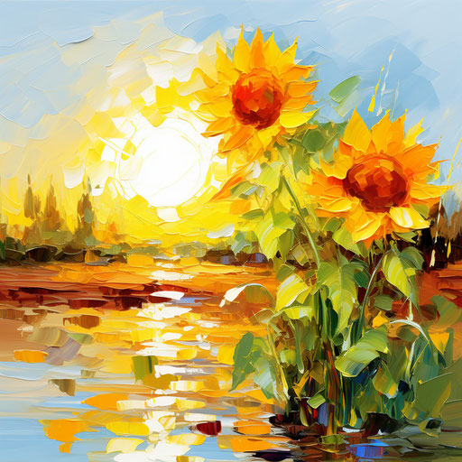 Sunny Clipart in Oil Painting Style: Vector & 4K