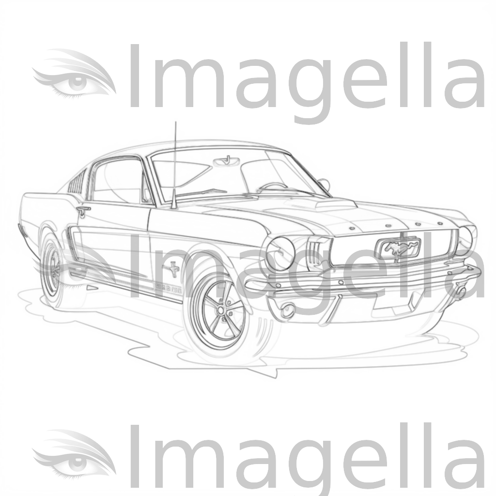 Mustang Clipart in Minimalist Art Style: 4K Vector Clipart