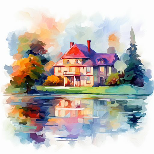 4K House Images Clipart in Impressionistic Art Style: Vector & SVG