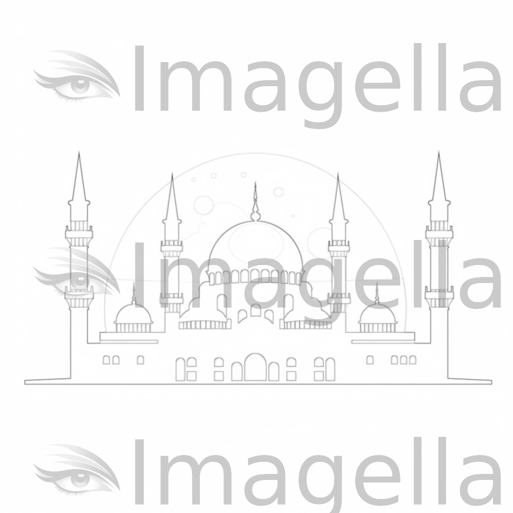 4K Mosque Silhouette Png Clipart in Minimalist Art Style: Vector & SVG