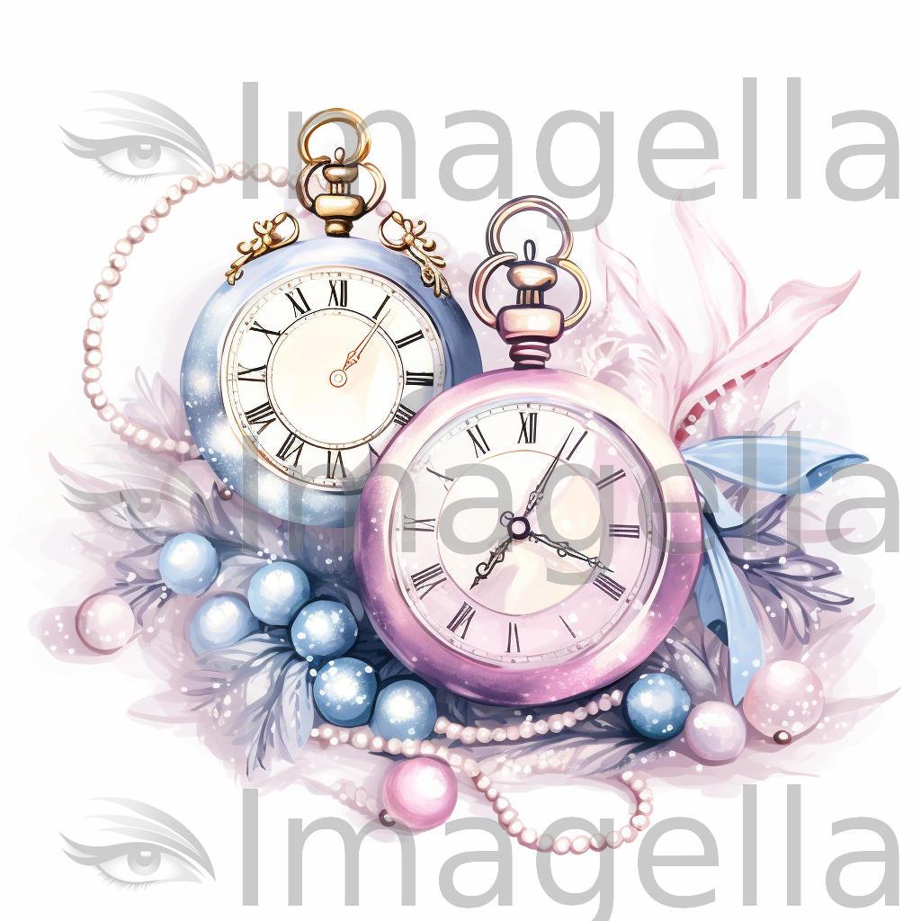 4K New Years Eve Clipart in Pastel Colors Art Style: Vector & SVG