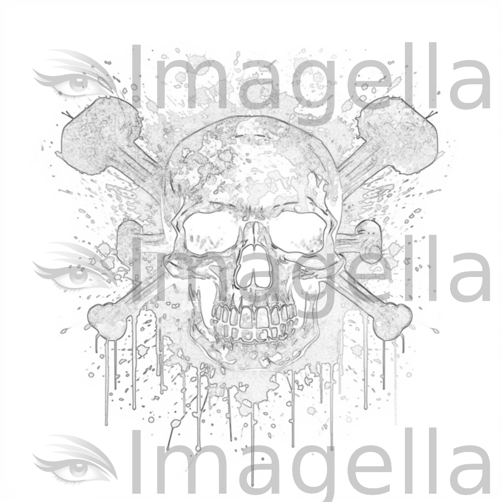 Skull And Crossbones Clipart in Impressionistic Art Style: 4K & Vector