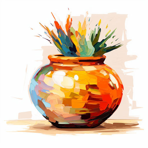 Pot Clipart in Oil Painting Style: HD Vector, 4K
