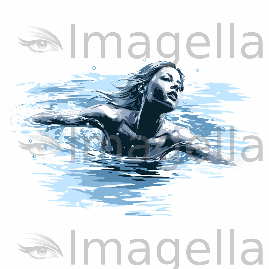 Swimming Clipart in Chiaroscuro Art Style: 4K Vector Clipart