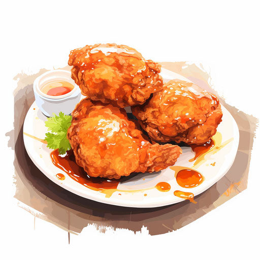 High-Res Fried Chicken Clipart in Impressionistic Art Style Art: 4K & Vector