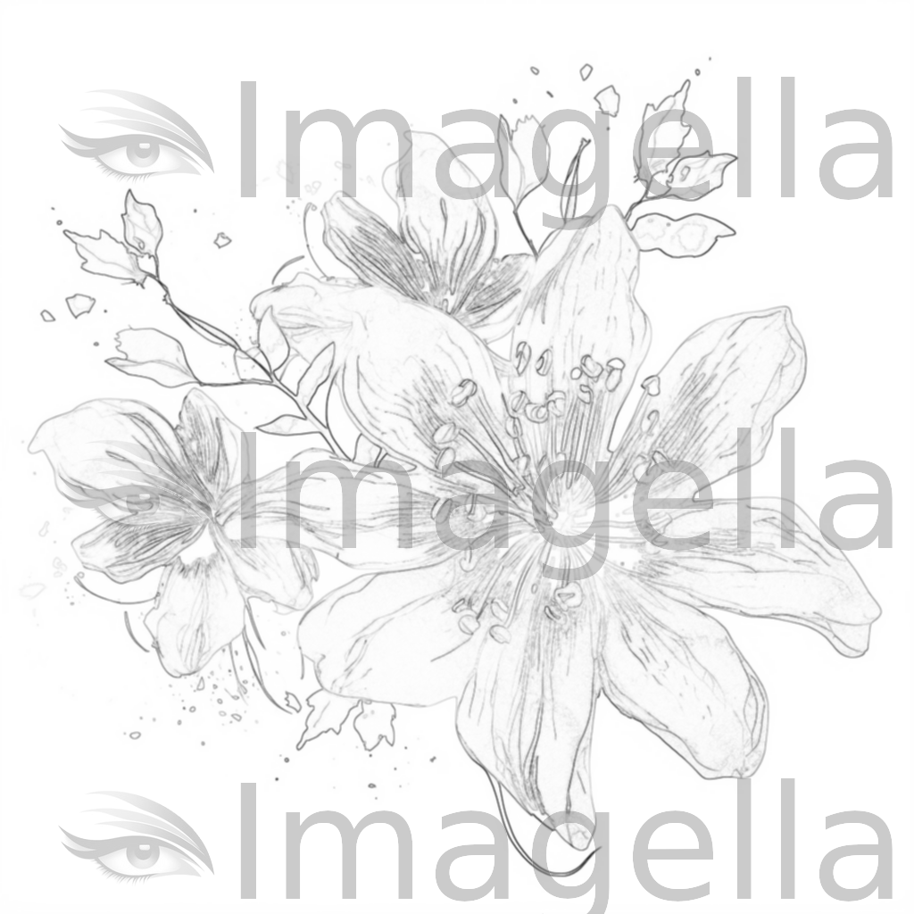 4K Flower Outline Clipart in Oil Painting Style: Vector & SVG